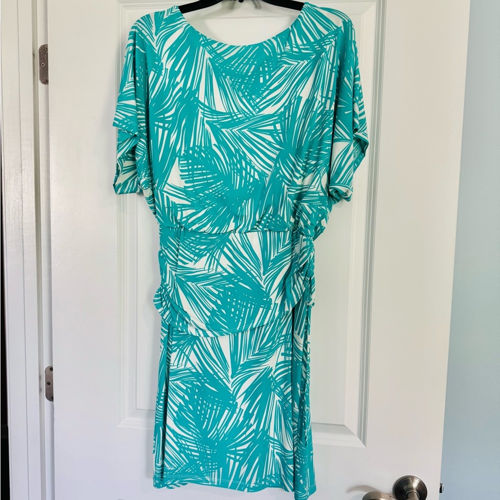 London Times Teal and White Dress